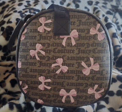 Juicy Couture Simply Sweet Weekender Duffle Bag Brown With Pink Bows Viral NWT