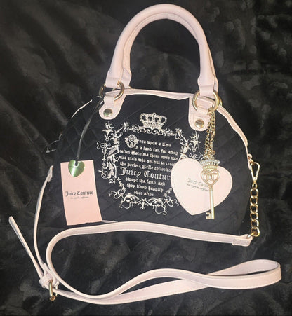 Juicy Couture Juicy Tale Crossbody Bag Black Liquorice Medium Velour Y2K Semi‑Circle Shoulder Bag NWT