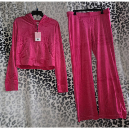 Juicy Couture OG Bling Velour Tracksuit Set In Vixen Pink Size Large NWT