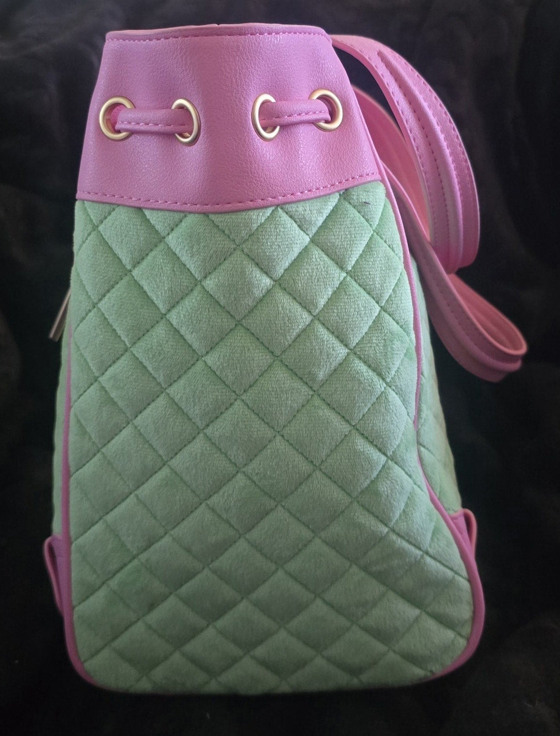 Juicy Couture Juicy Tale Daydreamer Tote Retro Green Large Velour Y2K Cherry Shoulder Bag NWT