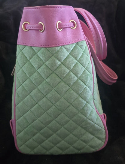 Juicy Couture Juicy Tale Daydreamer Tote Retro Green Large Velour Y2K Cherry Shoulder Bag NWT