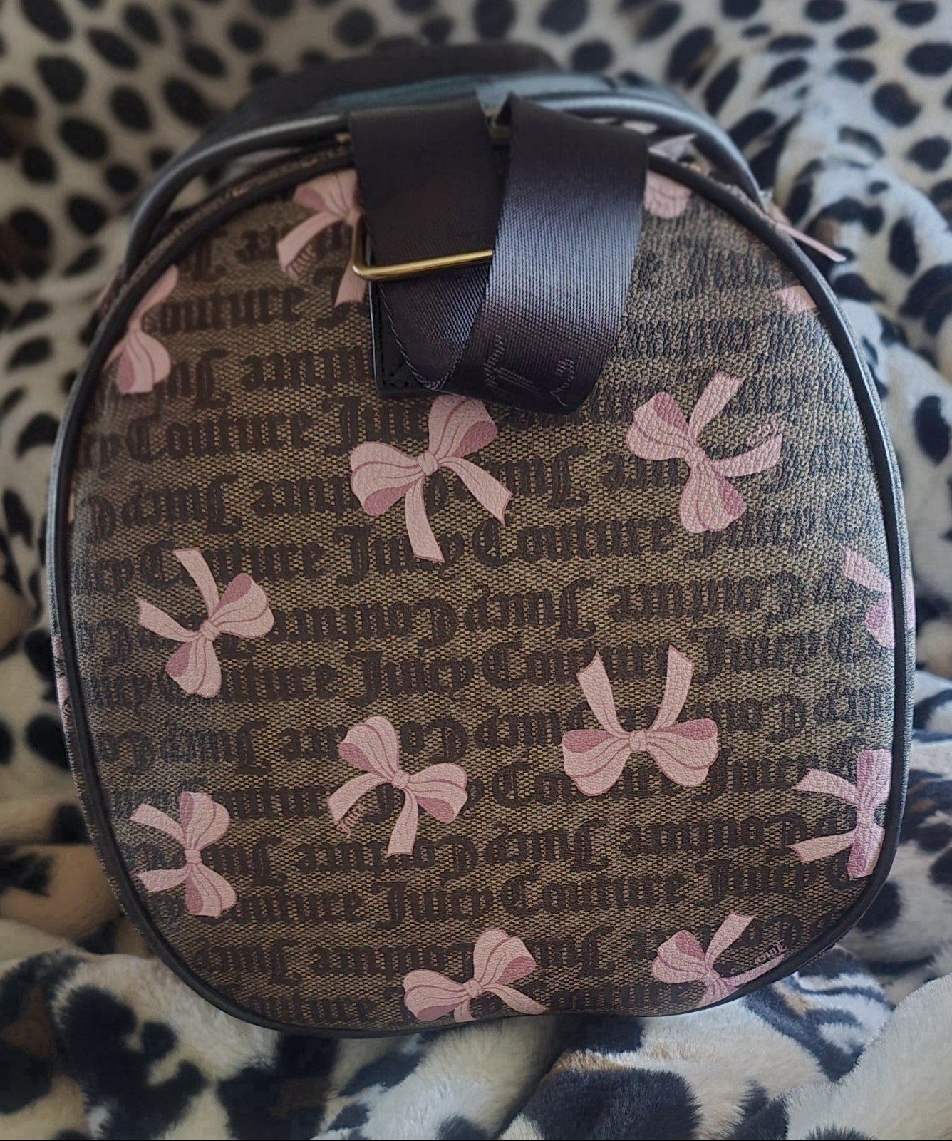 Juicy Couture Simply Sweet Weekender Duffle Bag Brown With Pink Bows Viral NWT