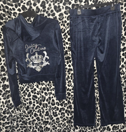 Juicy Couture OG Bling Velour Tracksuit Set – Regal Blue, Size Large (NWT) 💙