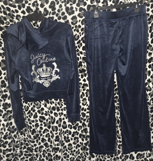 Juicy Couture OG Bling Velour Tracksuit Set – Regal Blue, Size Large (NWT) 💙