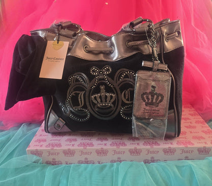 Juicy Couture Lover's Club Daydreamer Tote –  Black Liquorice & Gunmetal - Rare🖤