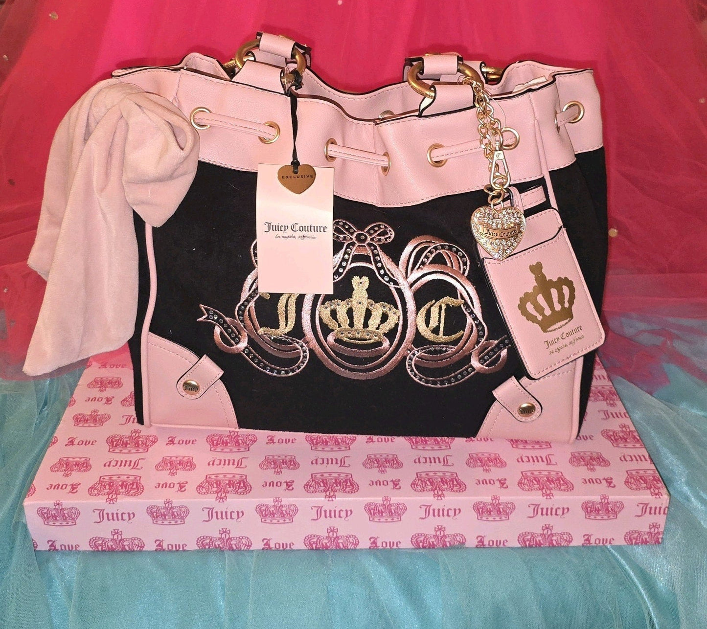 Juicy Couture Lover's Club Daydreamer Tote – Black Liquorice & Pink Diamond - Rare 🖤💗
