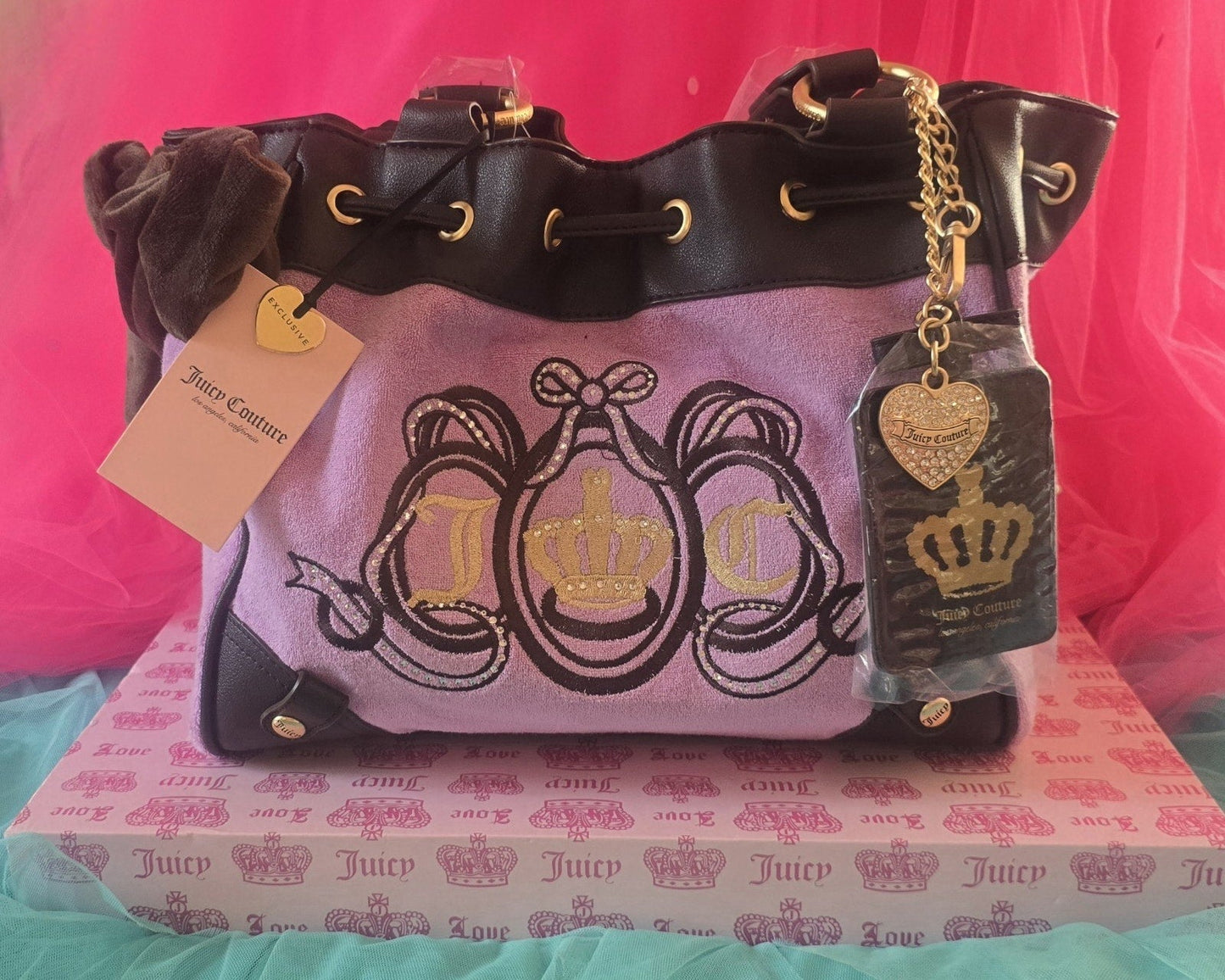 Juicy Couture Lover's Club Daydreamer Tote – Violet Tulle & Chocolate 💜