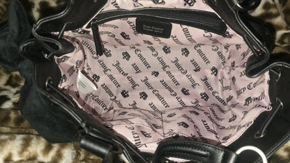 Juicy Couture Classic Juicy Lover Daydreamer Tote in Liquorice Black Large Velour Y2K Shoulder Bag NWT