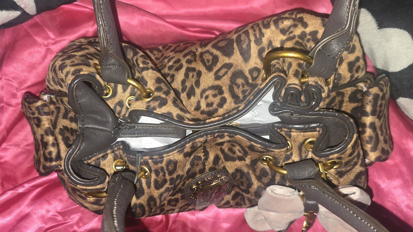 Juicy Couture Leopard Romance Satchel Shoulder Bag with Bow Charm – Rare 🐆