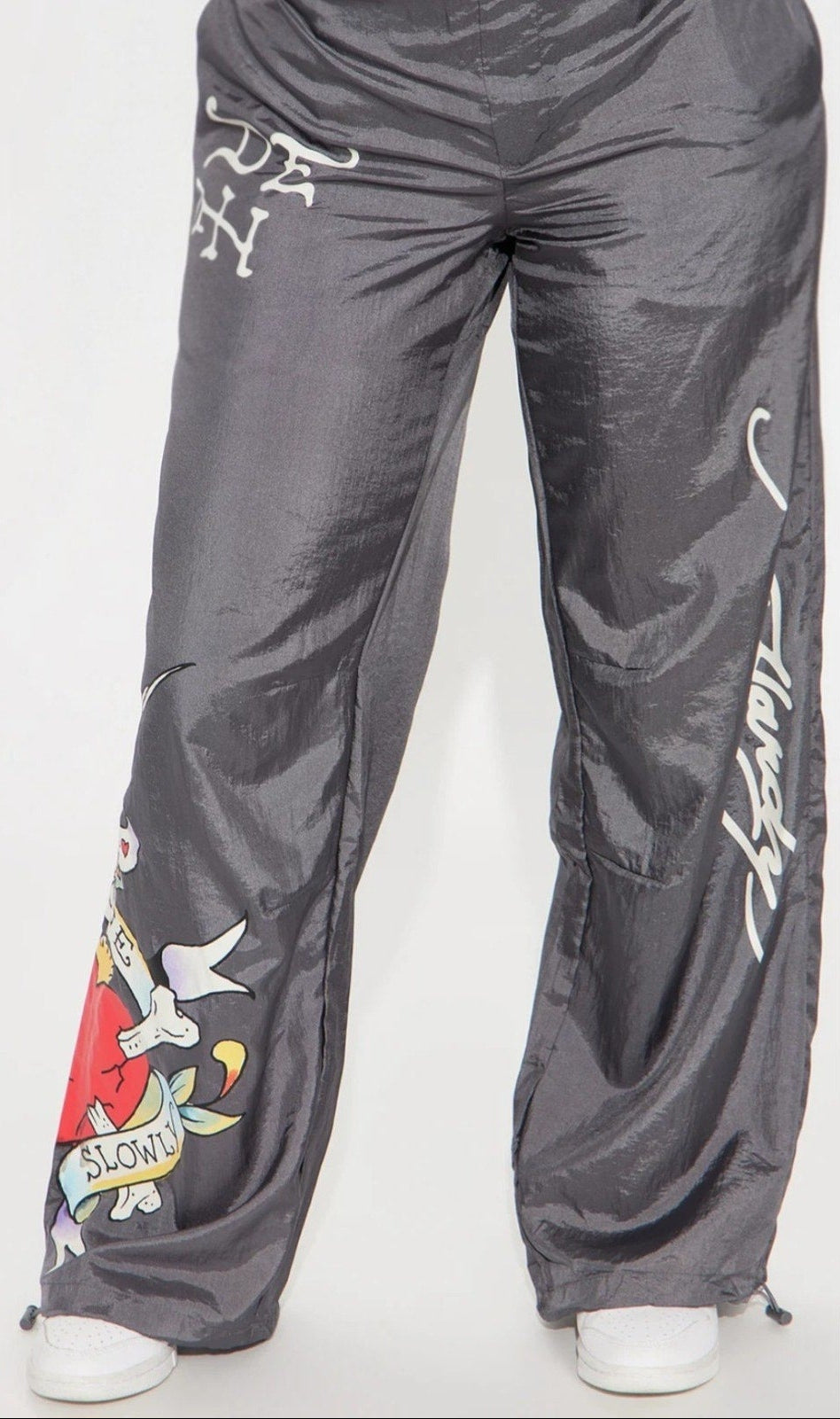 Ed Hardy Silver Cargo Pants With Pockets Sparrow Heart Love Kills Slowly NWT