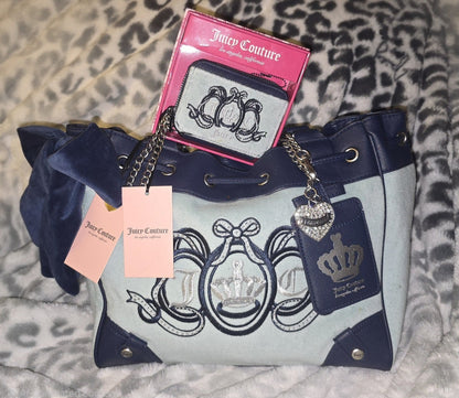 Juicy Couture Blue Lovers Club Daydreamer Tote & Wallet Set – Very Rare (NWT)💙