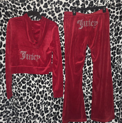 Juicy Couture OG Bling Velour Tracksuit Set – Coco Red, Size Large (NWT)❤️