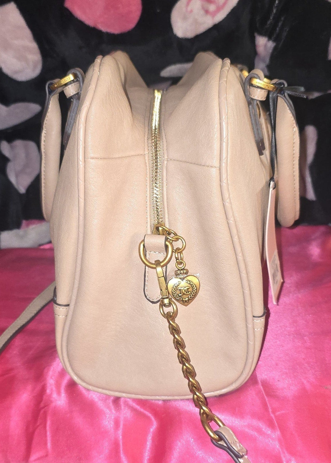 Juicy Couture Pecan Romance Satchel & Matching Wallet – Leather Bow Charm 👜