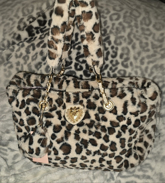 Juicy Couture Snow Leopard Tote With Charm Large Viral Cheetah NWT