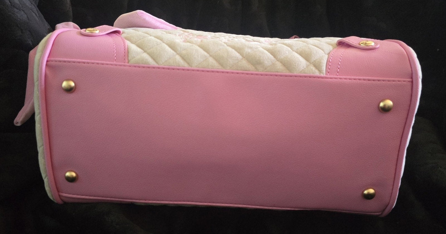 Juicy Couture Juicy Tale Daydreamer Tote Sandstone & Pink Large Velour Y2K Shoulder Bag NWT