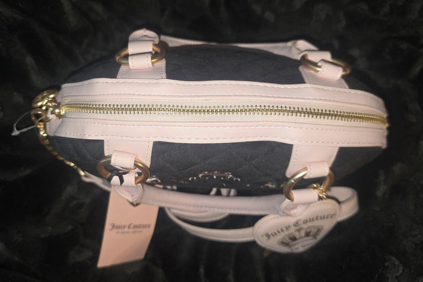 Juicy Couture Juicy Tale Crossbody Bag Black Liquorice Medium Velour Y2K Semi‑Circle Shoulder Bag NWT