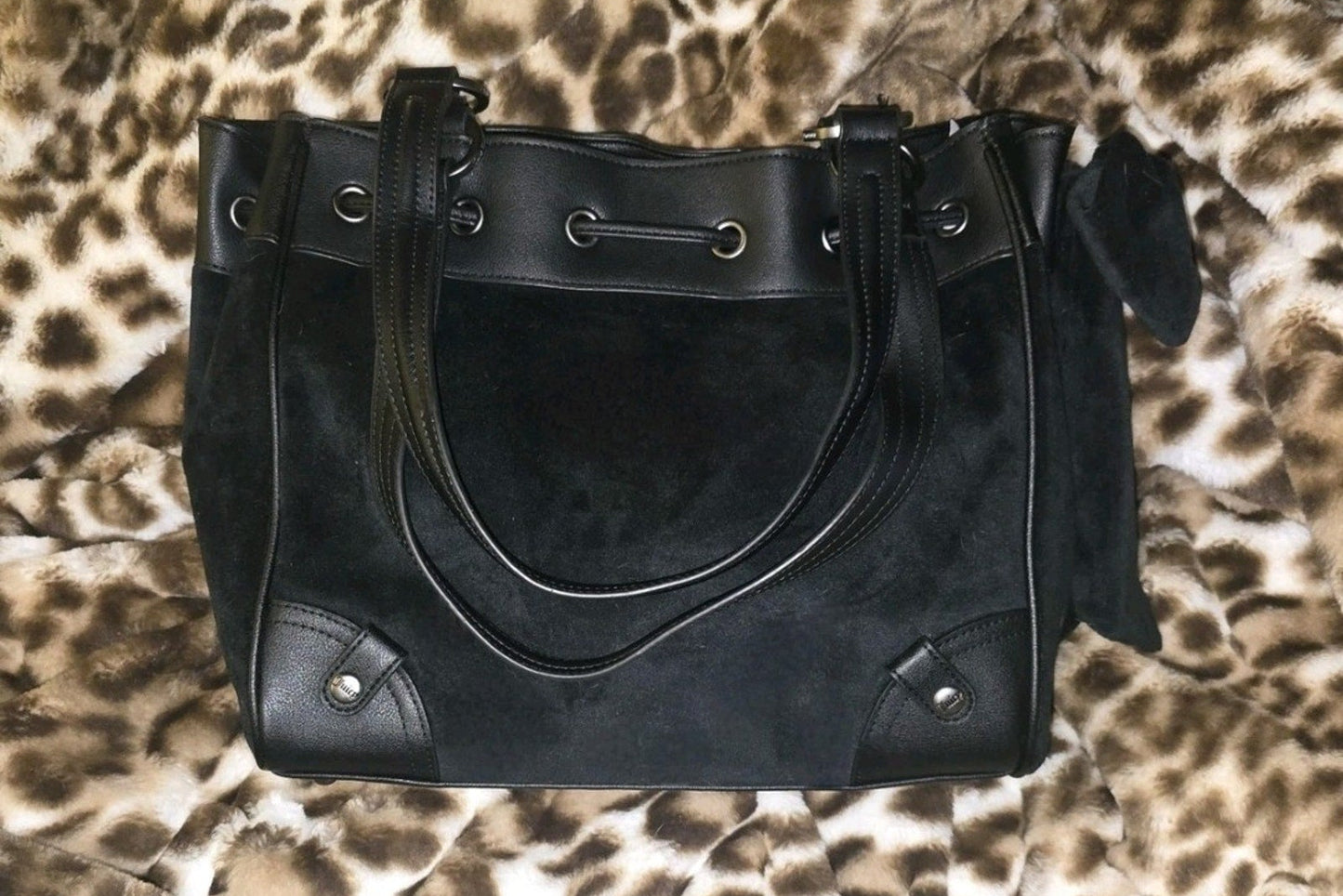 Juicy Couture Classic Juicy Lover Daydreamer Tote in Liquorice Black Large Velour Y2K Shoulder Bag NWT