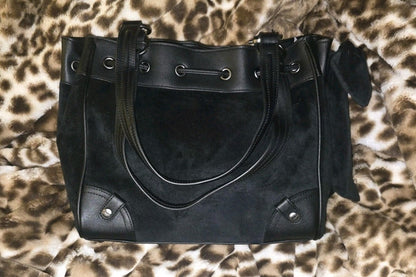 Juicy Couture Classic Juicy Lover Daydreamer Tote in Liquorice Black Large Velour Y2K Shoulder Bag NWT