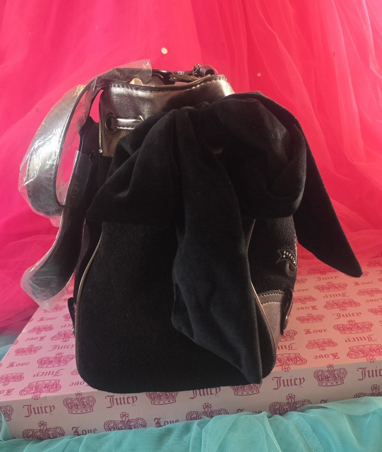 Juicy Couture Lover's Club Daydreamer Tote –  Black Liquorice & Gunmetal - Rare🖤
