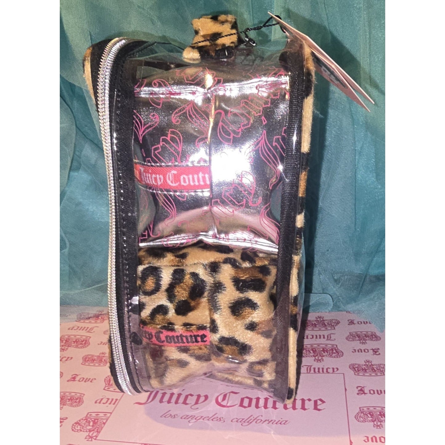 Juicy Couture Leopard Makeup Cosmetic Organizer Travel Case – 4‑Piece Set