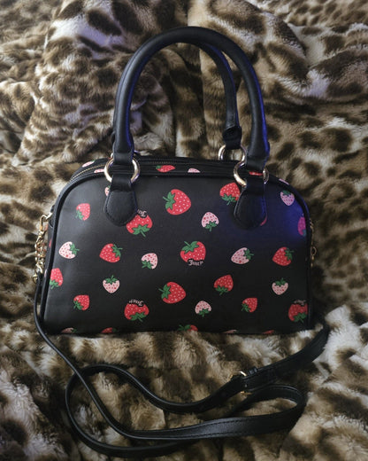 Juicy Couture Sweet N Juicy Strawberry Liquori Crossbody Satchel – Black