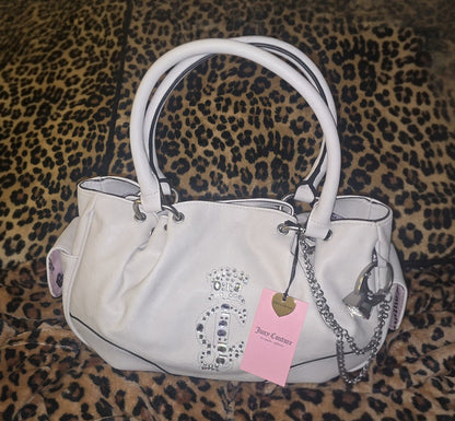 Juicy Couture Crown Satchel Shoulder Bag – Crystal White