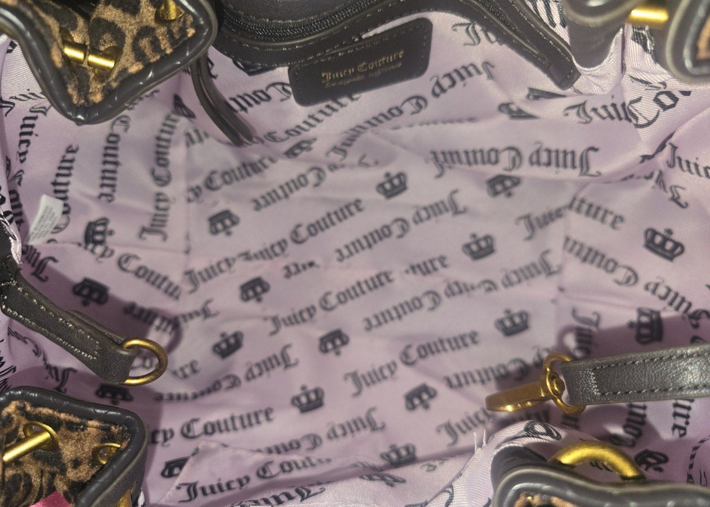 Juicy Couture Leopard Romance Satchel & Matching Large Wallet Set – Bow Charm 🐆