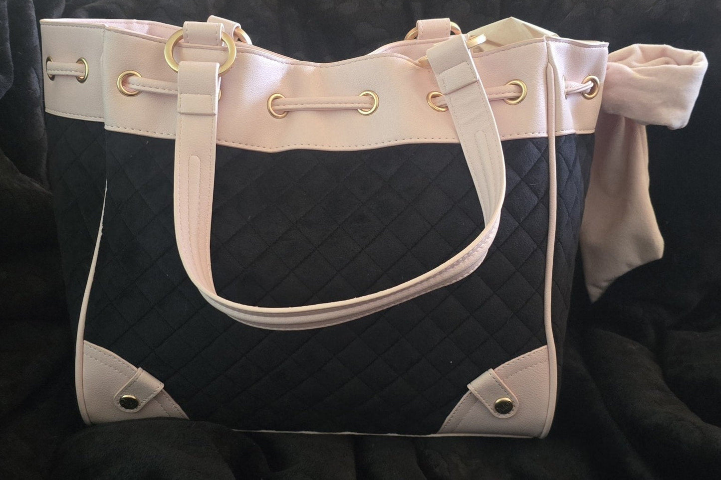 Juicy Couture Juicy Tale Daydreamer Tote Black Liquorice Large Velour Y2K Shoulder Bag NWT