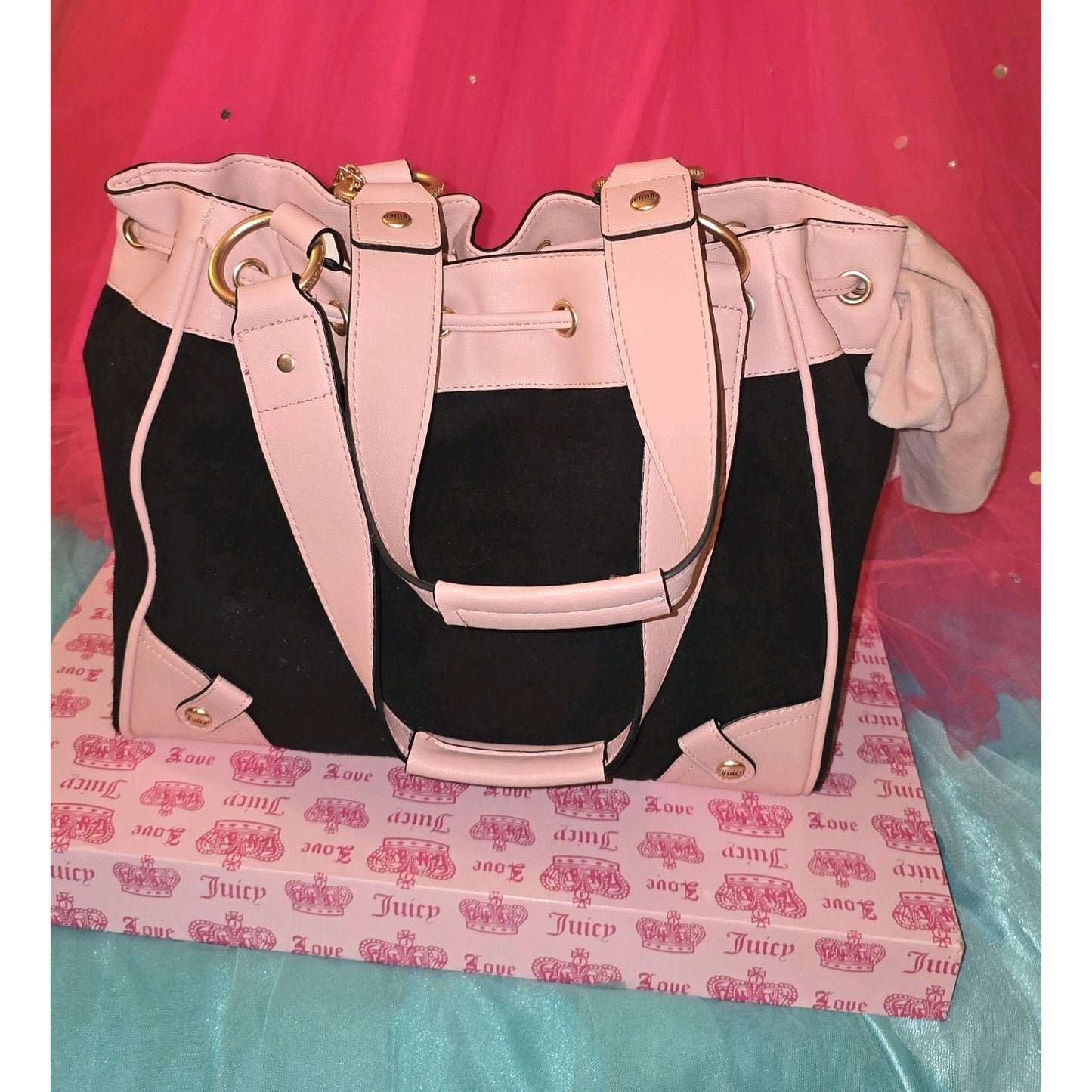 Juicy Couture Lover's Club Daydreamer Tote – Black Liquorice & Pink Diamond - Rare 🖤💗