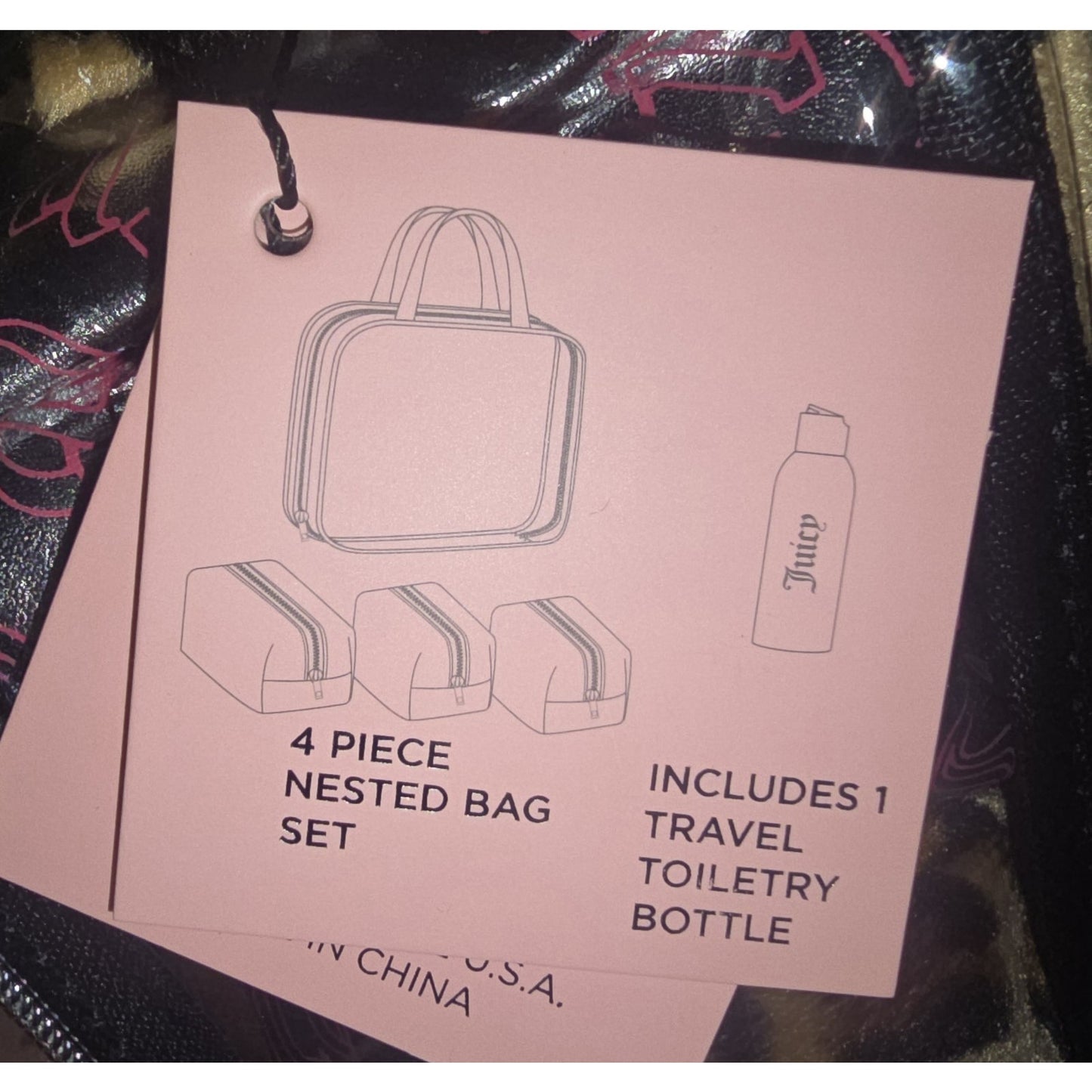 Juicy Couture Leopard Makeup Cosmetic Organizer Travel Case – 4‑Piece Set