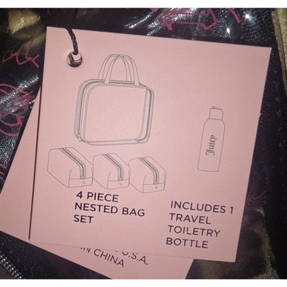 Juicy Couture Leopard Makeup Cosmetic Organizer Travel Case – 4‑Piece Set