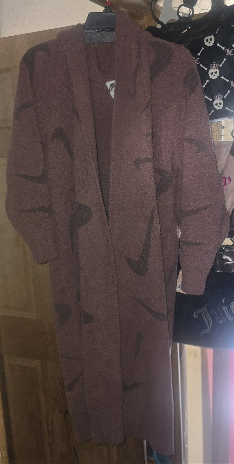 Nike Phoenix Oversized Fleece Long Cardigan – Red (Size Medium)