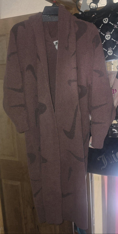 Nike Phoenix Oversized Fleece Long Cardigan – Red (Size Medium)