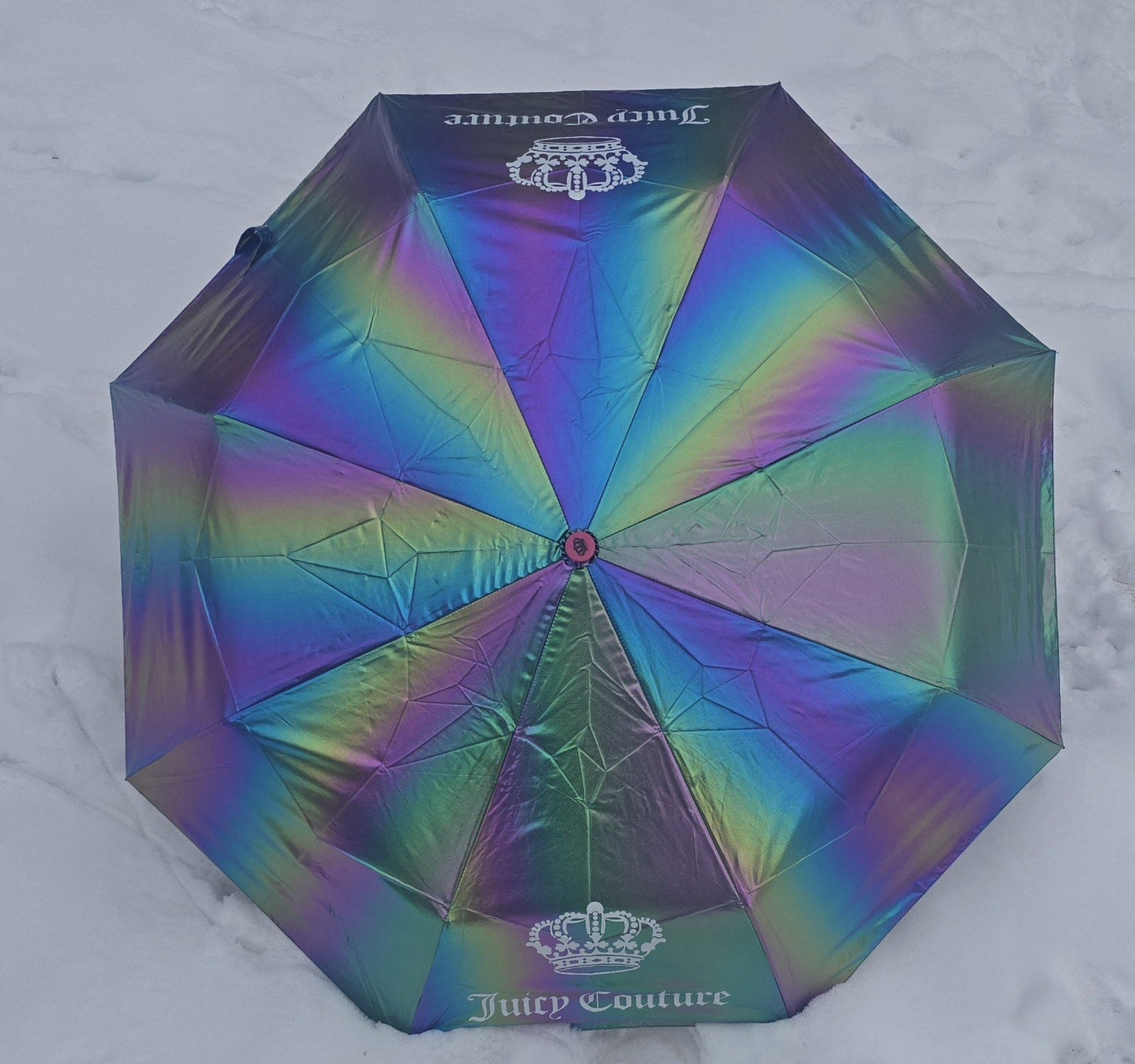 Juicy Couture Holographic Automatic Open Umbrella With Cover