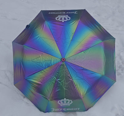 Juicy Couture Holographic Automatic Open Umbrella With Cover