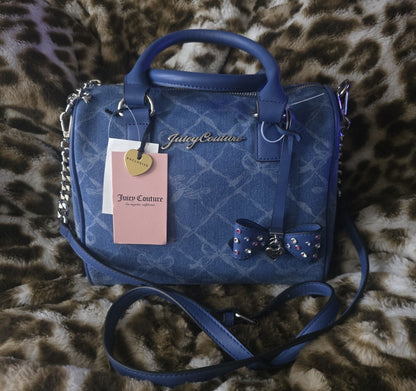 Juicy Couture Lovely Bow Satchel Crossbody – Denim Blue