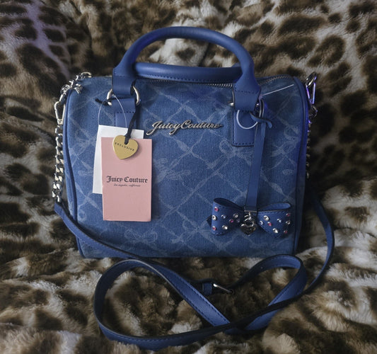 Juicy Couture Lovely Bow Satchel Crossbody – Denim Blue