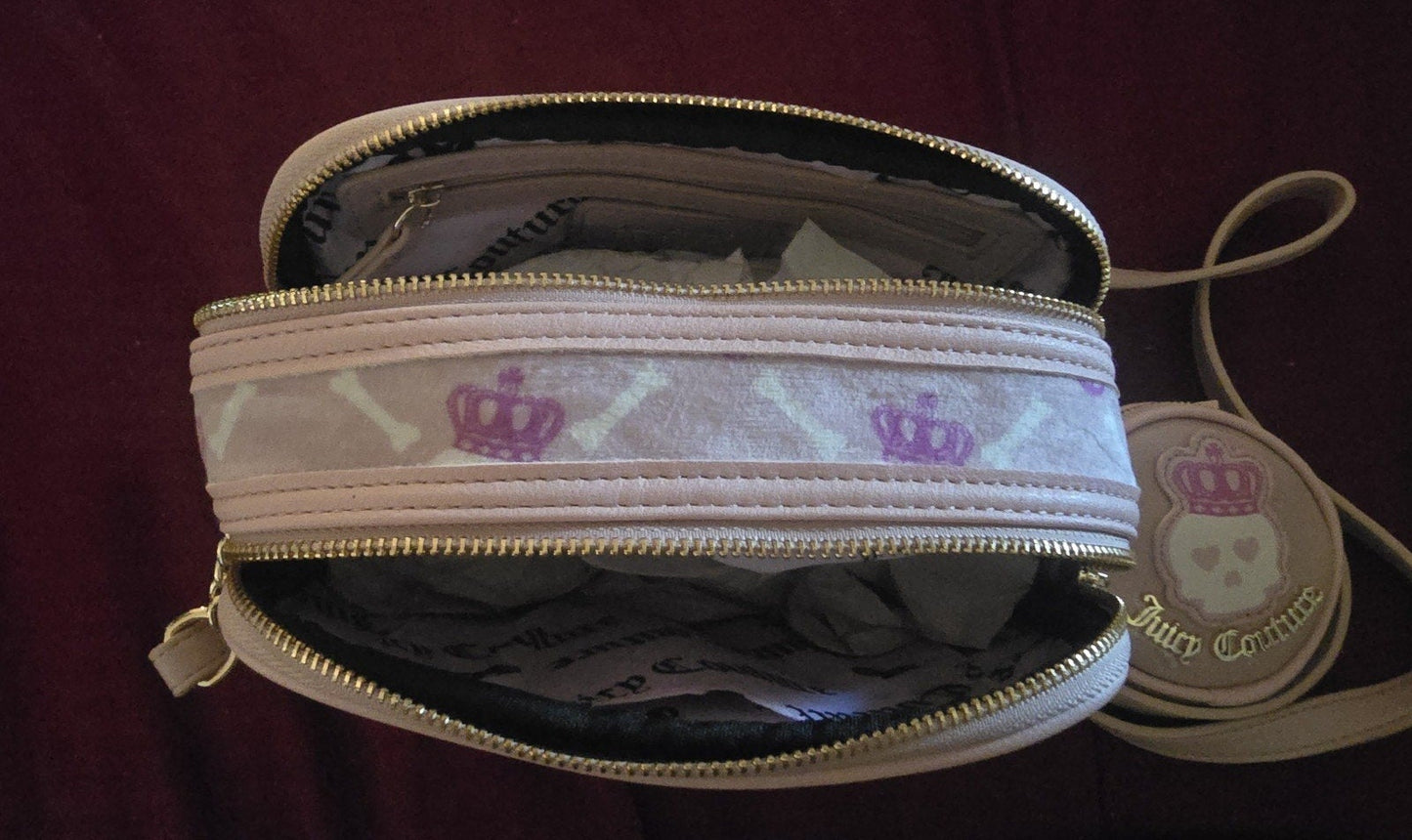 Juicy Couture Haunted Couture Pink Skull Double Zip Crossbody with Skull Pouch 💀
