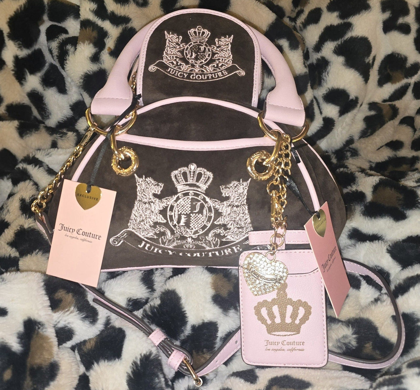 Juicy Couture Classic Scottie Dogs Satchel & Wallet Set Crossbody NWT Viral Rare