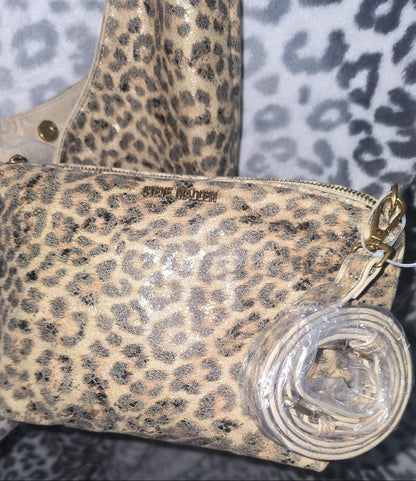 Steve Madden Bdempsy Metallic Leopard Hobo Handbag with Crossbody – 2 Bags in 1 ✨