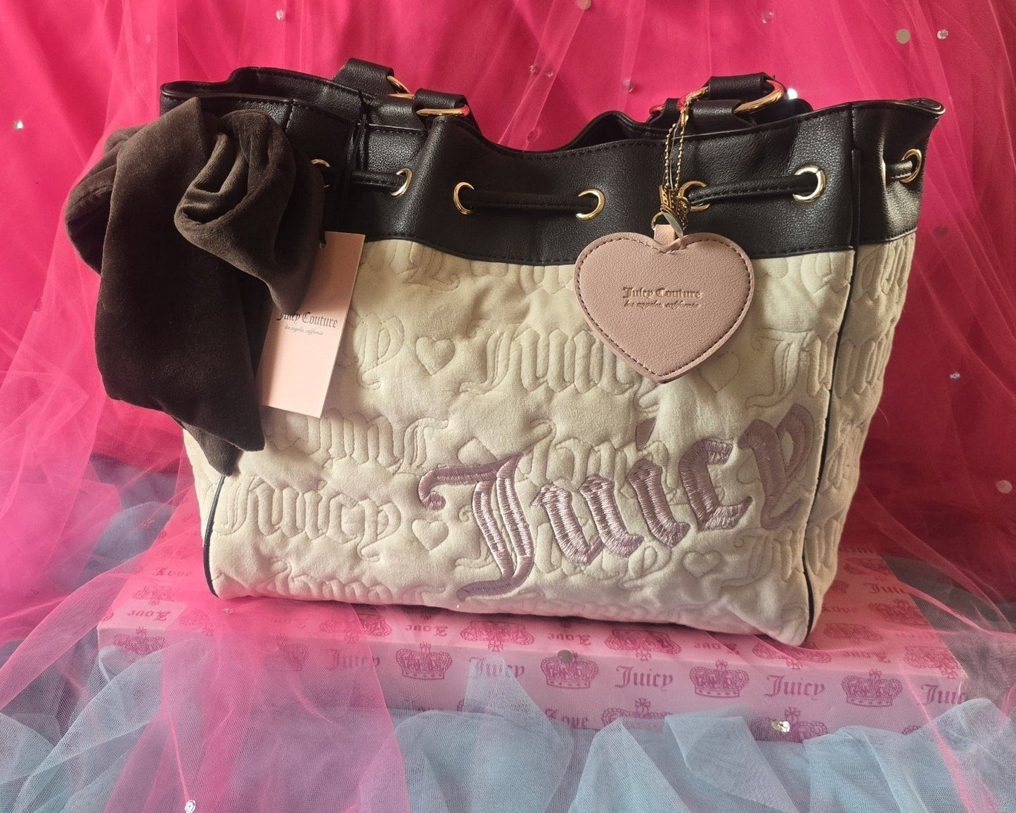 Juicy Couture Vintage Dreams Daydreamer Tote – Angel Chocolate Dusty Blush - Rare 🤍