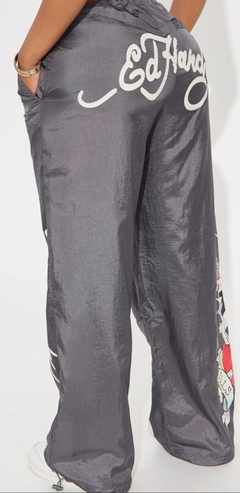 Ed Hardy Silver Cargo Pants With Pockets Sparrow Heart Love Kills Slowly NWT