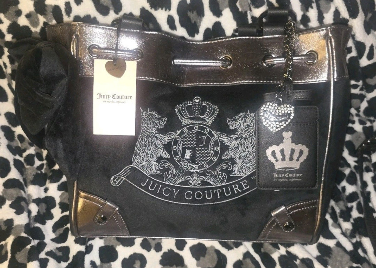 Juicy Couture Classic Scottie Dog Daydreamer Tote Black Silver NWT VIRAL HTF