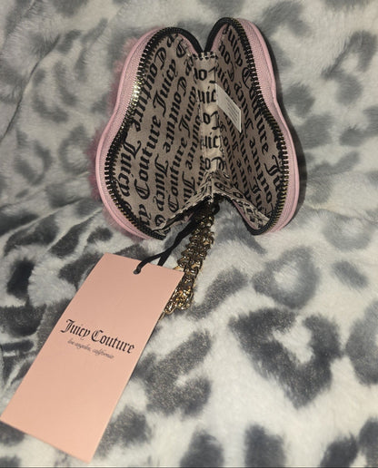Juicy Couture Pink Leopard Warm Up Tote With Matching Heart Shaped Wallet
