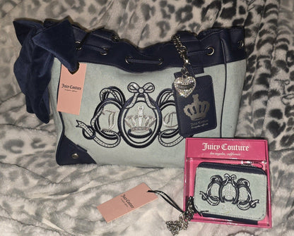 Juicy Couture Blue Lovers Club Daydreamer Tote & Wallet Set – Very Rare (NWT)💙