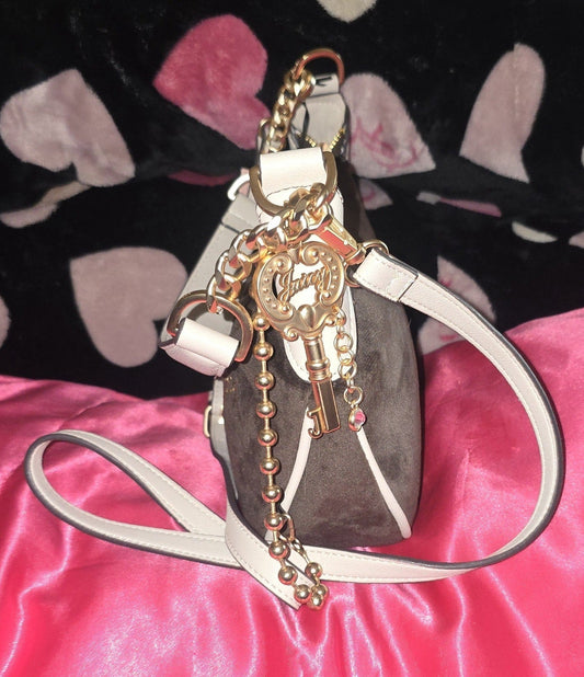 Juicy Couture Key to Juicy Shoulder Bag – Chocolate (Removable Crossbody Strap) 🍫