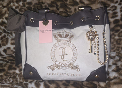 Juicy Couture Juicy Lover Daydreamer Tote Crystal White & Chocolate Brown VIRAL