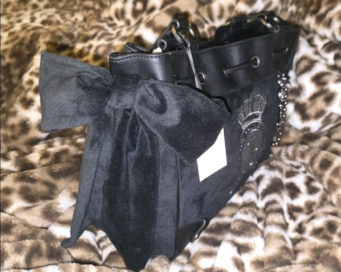 Juicy Couture Classic Juicy Lover Daydreamer Tote in Liquorice Black Large Velour Y2K Shoulder Bag NWT