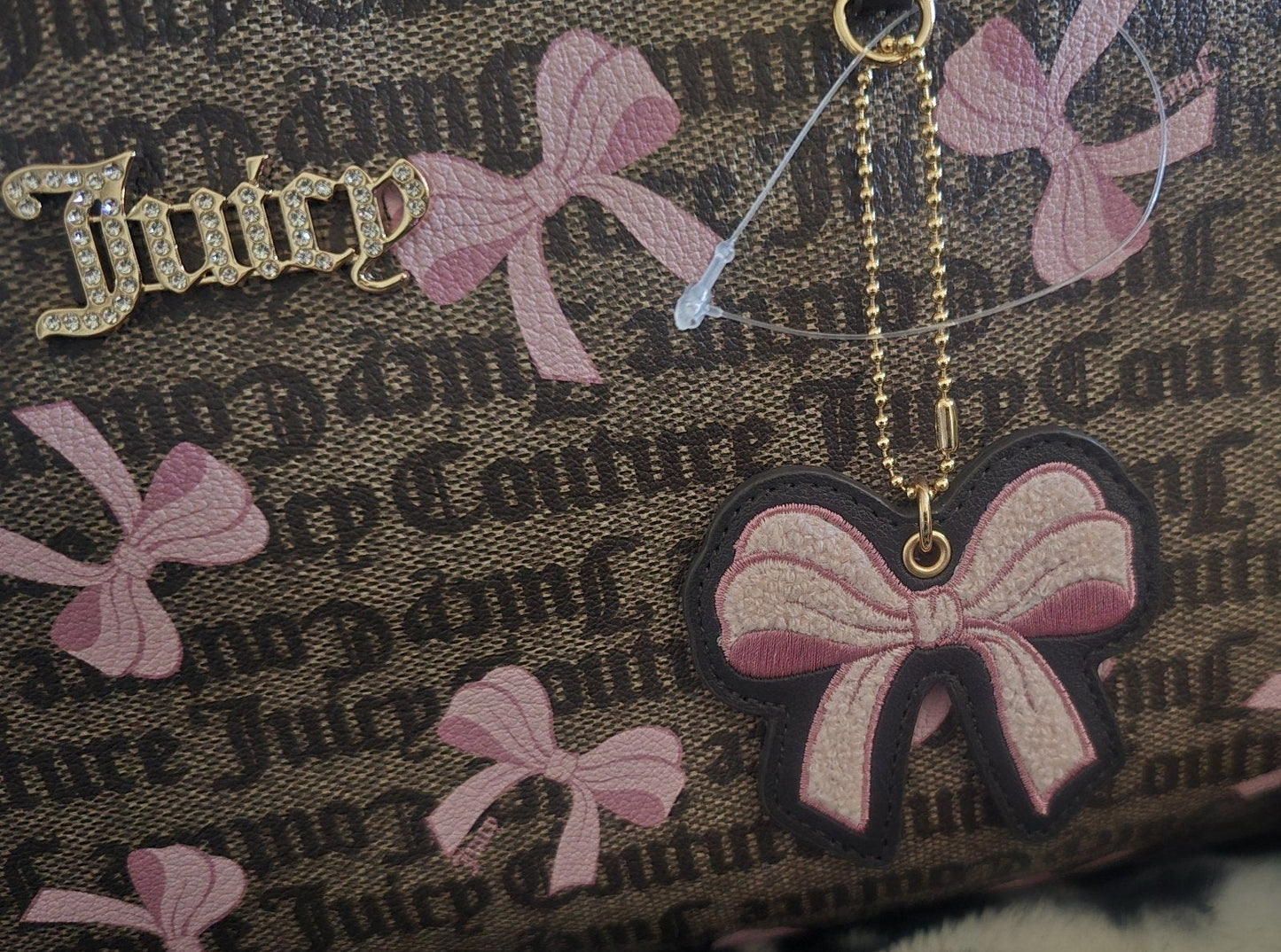 Juicy Couture Simply Sweet Weekender Duffle Bag Brown With Pink Bows Viral NWT