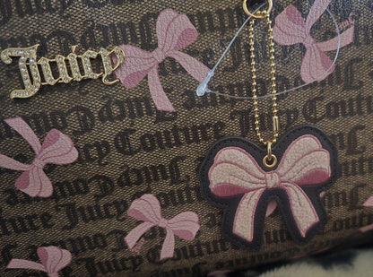 Juicy Couture Simply Sweet Weekender Duffle Bag Brown With Pink Bows Viral NWT